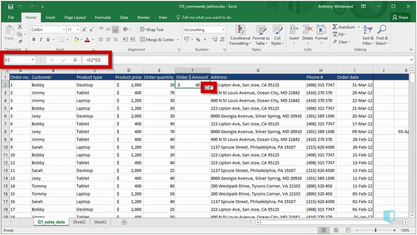 Filling a column in Excel Filling a column in Excel