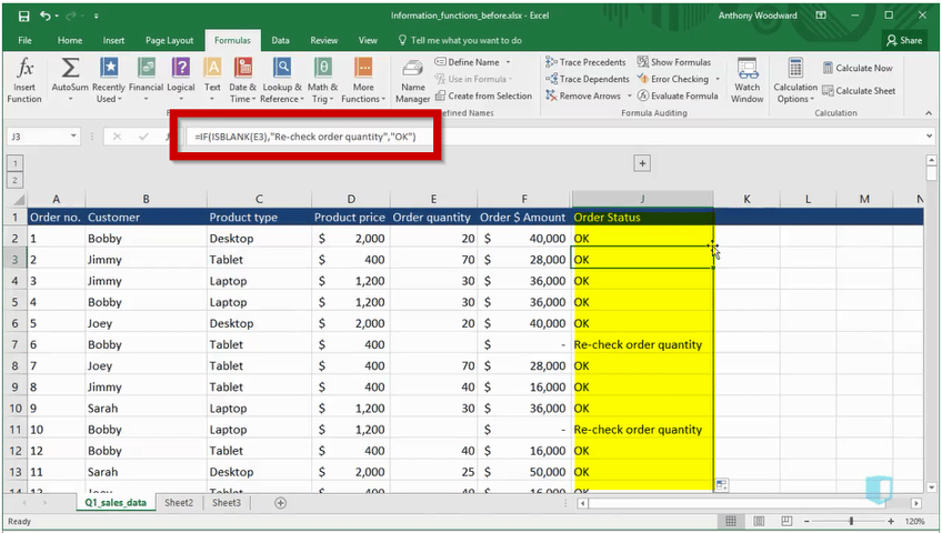 Using the ISBLANK function in Excel Using the ISBLANK function in Excel