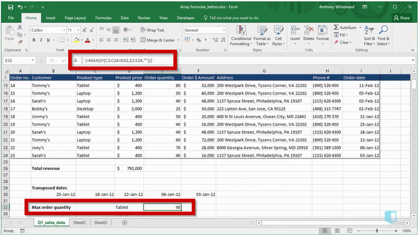 Using an array function in Excel Using an array function in Excel