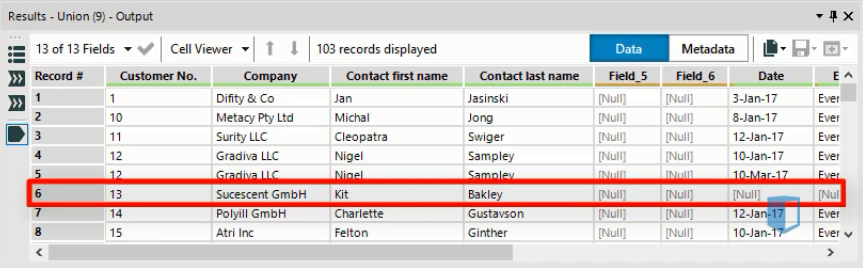 Mismatched field Outer Join