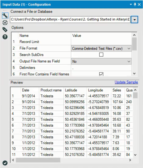 Alteryx tool configuration