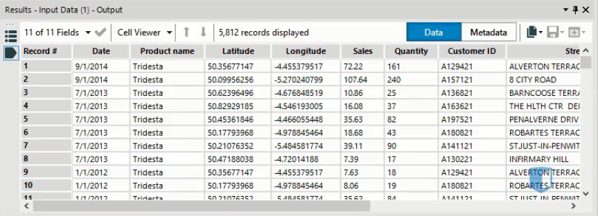 Alteryx results pane