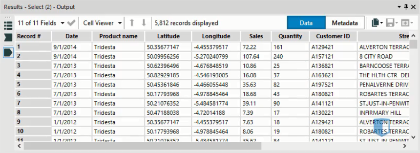 Alteryx Select CSV results